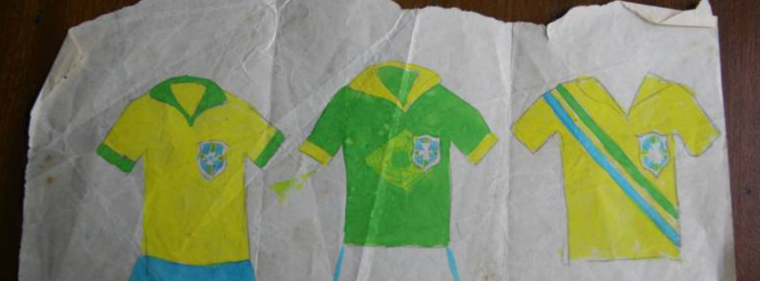 Croquis do desenhista gaúcho Aldyr Schlee, que ganhou o concurso da nova camisa da seleção, em 1953.